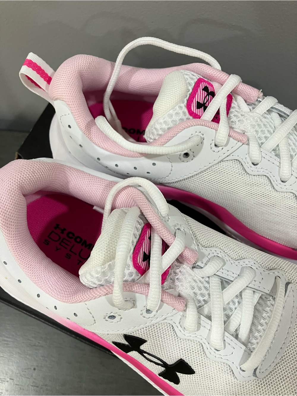 Under Armour White and Pink Women’s Athletic Sneakers - Picture 2 of 6